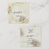 美しいオーガニックバイオショップ金ゴールドQRコードロゴ スクエア名刺 (正面/裏面)