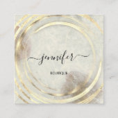 美しいオーガニックバイオショップ金ゴールドQRコードロゴ スクエア名刺 (正面)