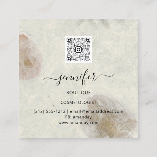 美しいオーガニックバイオショップ金ゴールドQRコードロゴ スクエア名刺 (裏面)