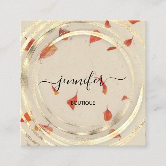 美しいオーガニックバイオショップ金ゴールドQRCodeロゴ石鹸体 スクエア名刺 (正面)