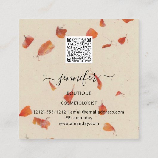 美しいオーガニックバイオショップ金ゴールドQRCodeロゴ石鹸体 スクエア名刺 (裏面)