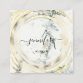 美しいオーガニックバイオショップ金ゴールドQRCodeロゴ石鹸 スクエア名刺 (正面)