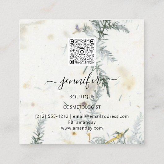 美しいオーガニックバイオショップ金ゴールドQRCodeロゴ石鹸 スクエア名刺 (裏面)