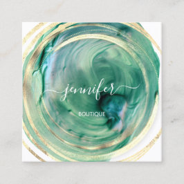 美しいオーガニックバイオショップQRロゴソープグリーンホワイト スクエア名刺