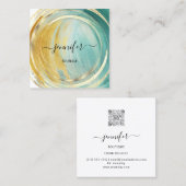 美しいオーガニックバイオショップQRロゴソープグリーン金ゴールド スクエア名刺 (正面/裏面)