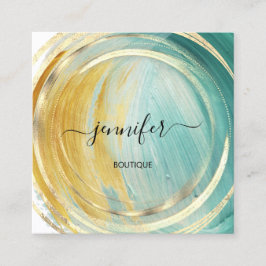 美しいオーガニックバイオショップQRロゴソープグリーン金ゴールド スクエア名刺