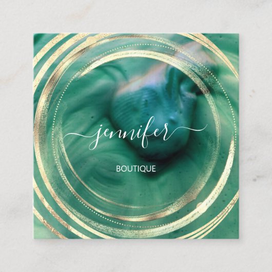 美しいオーガニックバイオショップQRロゴソープグリーン スクエア名刺 (正面)