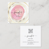 美しいオーガニックバイオショップQRロゴソープピンクホワイト スクエア名刺 (正面/裏面)