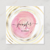 美しいオーガニックバイオショップQRロゴソープピンクホワイト スクエア名刺 (正面)