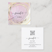 美しいオーガニックバイオショップQRロゴソープピンク金ゴールド スクエア名刺 (正面/裏面)