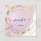 美しいオーガニックバイオショップQRロゴソープピンク金ゴールド スクエア名刺 (正面)