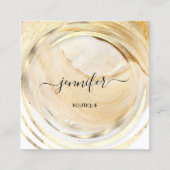 美しいオーガニックバイオショップQRロゴ石鹸バーム金ゴールド スクエア名刺 (正面)