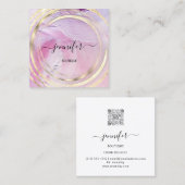 美しいオーガニックバイオショップQRロゴ石鹸ピンクローズ スクエア名刺 (正面/裏面)
