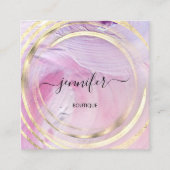 美しいオーガニックバイオショップQRロゴ石鹸ピンクローズ スクエア名刺 (正面)