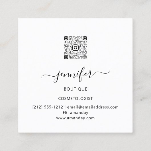 美しいオーガニックバイオショップQRロゴ石鹸ピンクローズ スクエア名刺 (裏面)