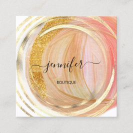 美しいオーガニックバイオショップQRロゴ石鹸赤面金ゴールド スクエア名刺
