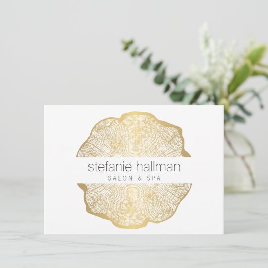 美しいオーガニック金ゴールドツリーリングや輪サロンギフトカード (スタンド正面)