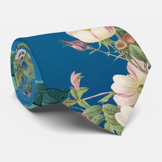 美しいオーシャンブルーフローラとボタニカルシック ネクタイ (ロール)