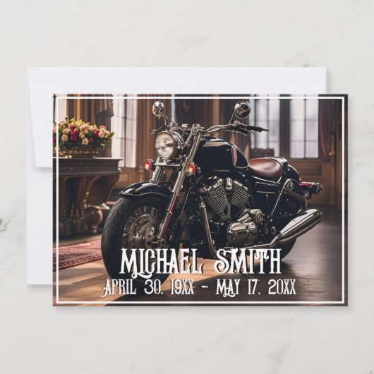 美しいオートバイお祝い・オブ・ライフ 招待状 (正面)