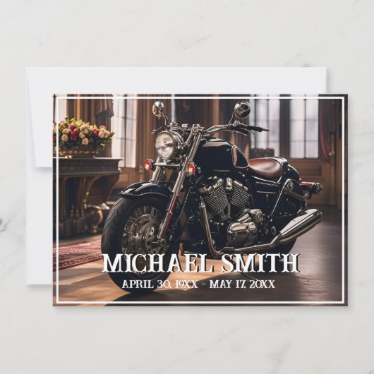 美しいオートバイお祝い・オブ・ライフ 招待状 (正面)