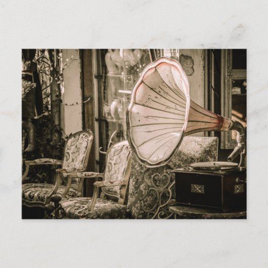 美しいオールドスタイルのアンティークフォノグラフ ポストカード (正面)