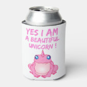 美しいカエルのピンクのユニコーン 缶クーラー (缶正面)