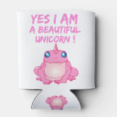 美しいカエルのピンクのユニコーン 缶クーラー (裏面)