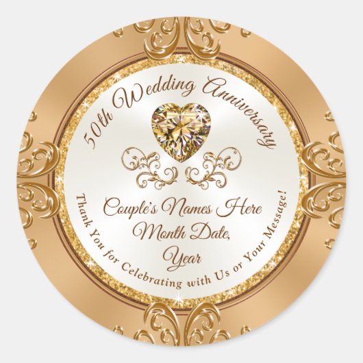 美しいカスタマイズされた50周年ステッカー ラウンドシール (正面)