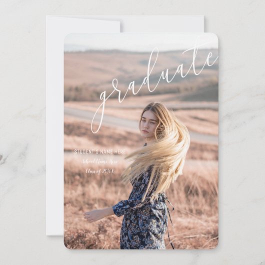 美しいカスタマイズ可能な写真の卒業 招待状 (正面)
