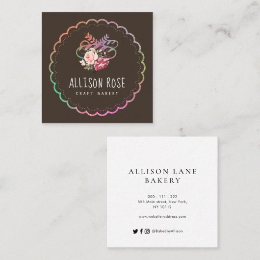 美しいカスタムのベーカリー名刺 スクエア名刺 (正面/裏面)
