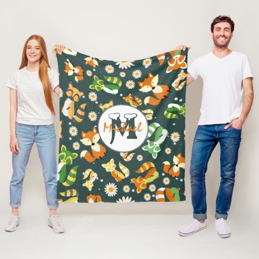 美しいカスタムアライグマのスクリプトsafari navy blue フリースブランケット (インサイチュ)