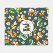 美しいカスタムアライグマのスクリプトsafari navy blue フリースブランケット (正面(横))