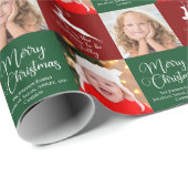 美しいカスタムクリスマスフォトファミリーレッドグリーン ラッピングペーパー (ロールコーナー)