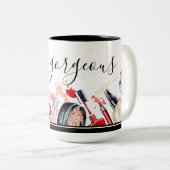 美しいカスタムサロン化粧品化粧ブラシモチーフ ツートーンマグカップ (正面右)