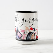 美しいカスタムサロン化粧品化粧ブラシモチーフ ツートーンマグカップ (中央)