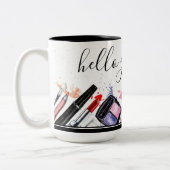 美しいカスタムサロン化粧品化粧ブラシモチーフ ツートーンマグカップ (左)