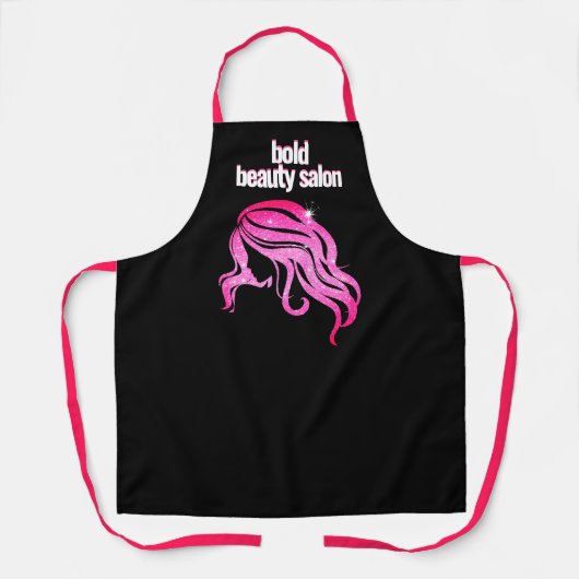 美しいカスタムサロン名ブラック&ホットピンクスタッフAp エプロン (正面)