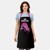 美しいカスタムサロン名ブラック&ホットピンクスタッフAp エプロン (着用した状態)