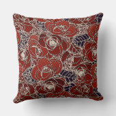 美しいカスタムフローラレッドホワイトブラック クッション (裏面)