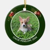 美しいカスタムペット写真記念クリスマス セラミックオーナメント (正面)