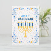 美しいカスタムメッセージブルーハッピーハヌカー シーズンカード (スタンド正面)