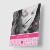 美しいカスタムリボン記念 スクエア壁時計 (傾斜)