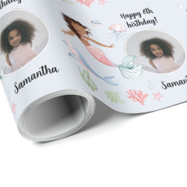 美しいカスタム文字写真の人魚の海の下 ラッピングペーパー