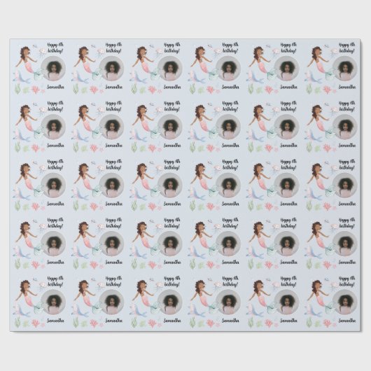 美しいカスタム文字写真の人魚の海の下 ラッピングペーパー (フラット)