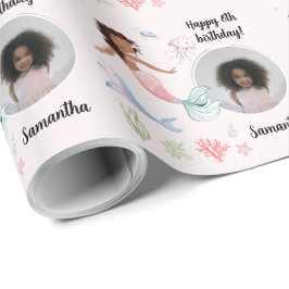 美しいカスタム文字写真の人魚の海の下 ラッピングペーパー