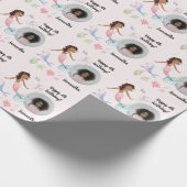 美しいカスタム文字写真の人魚の海の下 ラッピングペーパー (角)