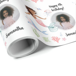 美しいカスタム文字写真の人魚の海の下 ラッピングペーパー