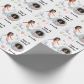 美しいカスタム文字写真の人魚の海の下 ラッピングペーパー (角)