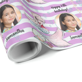 美しいカスタム文字写真の人魚の海の下 ラッピングペーパー