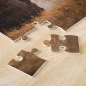 美しいカスタム犬と湖を見る飼い主 ジグソーパズル (側面)